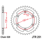 Звезда задняя (ведомая),(сталь) JT 251.50SC