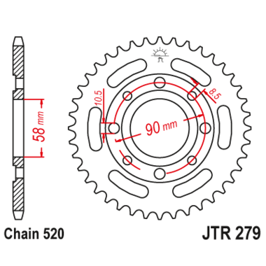 Звезда задняя (ведомая),(сталь) JT 279.39