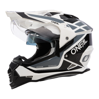 Шлем кроссовый со стеклом ONEAL Sierra R V24 белый, глянец