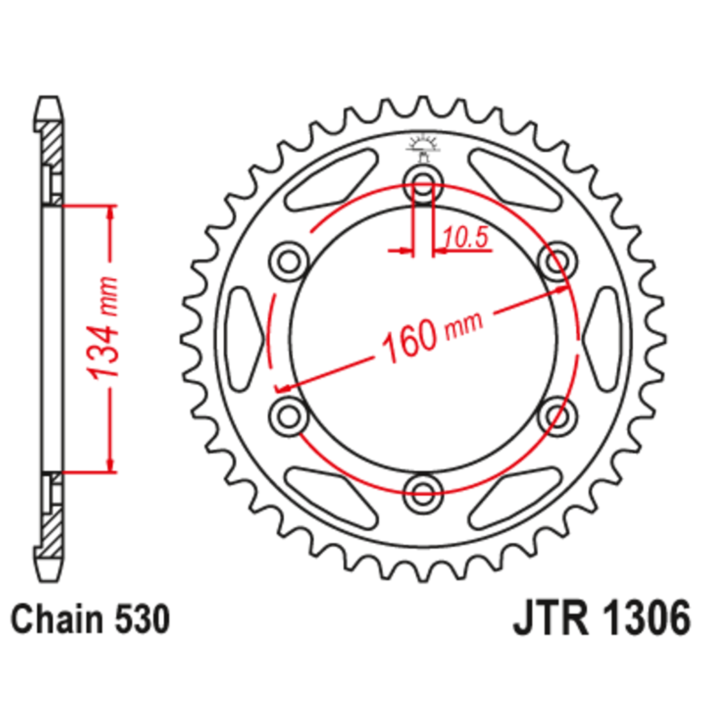 JT Звезда задняя (ведомая),(сталь) JT 1306.41