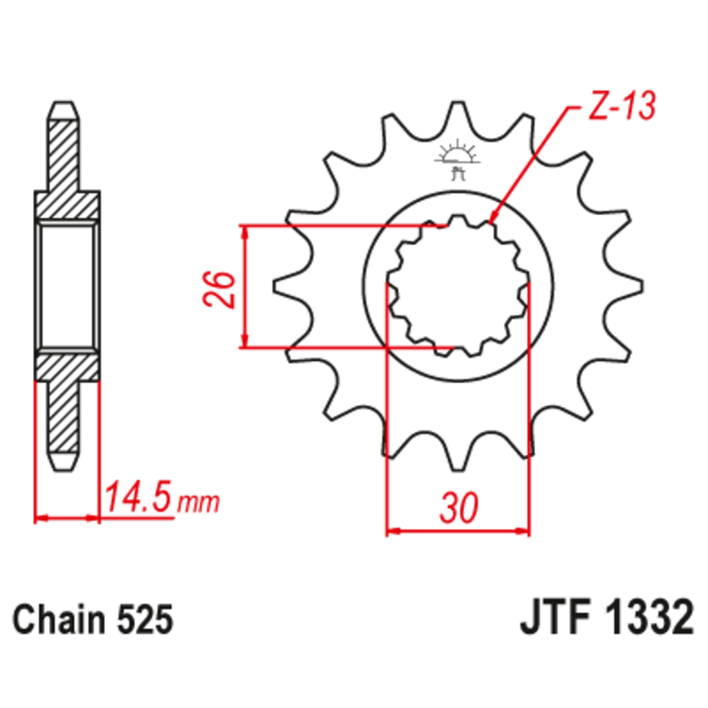 JT Звезда ведущая , с демпфером, JT 1332.15RB
