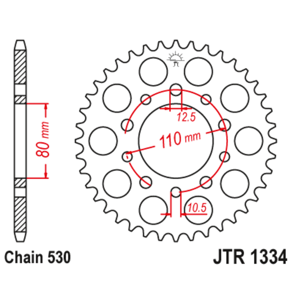 JT Звезда задняя (ведомая),(сталь) JT 1334.44
