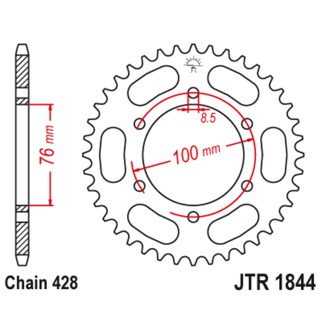 JT Звезда задняя (ведомая),(сталь) JT 1844.48