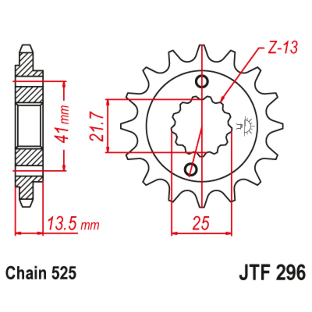 JT Звезда ведущая , с демпфером, JT 296.15RB